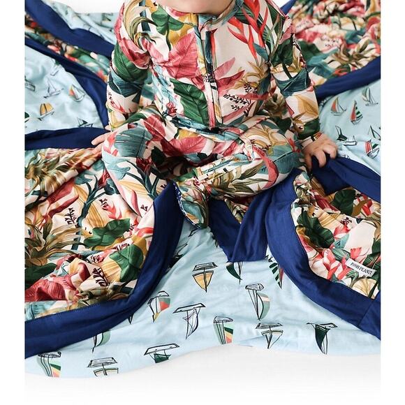 NWT Posh Peanut Tropicana Luxe Patoo Bamboo Blanket 60x60 - Picture 6 of 7